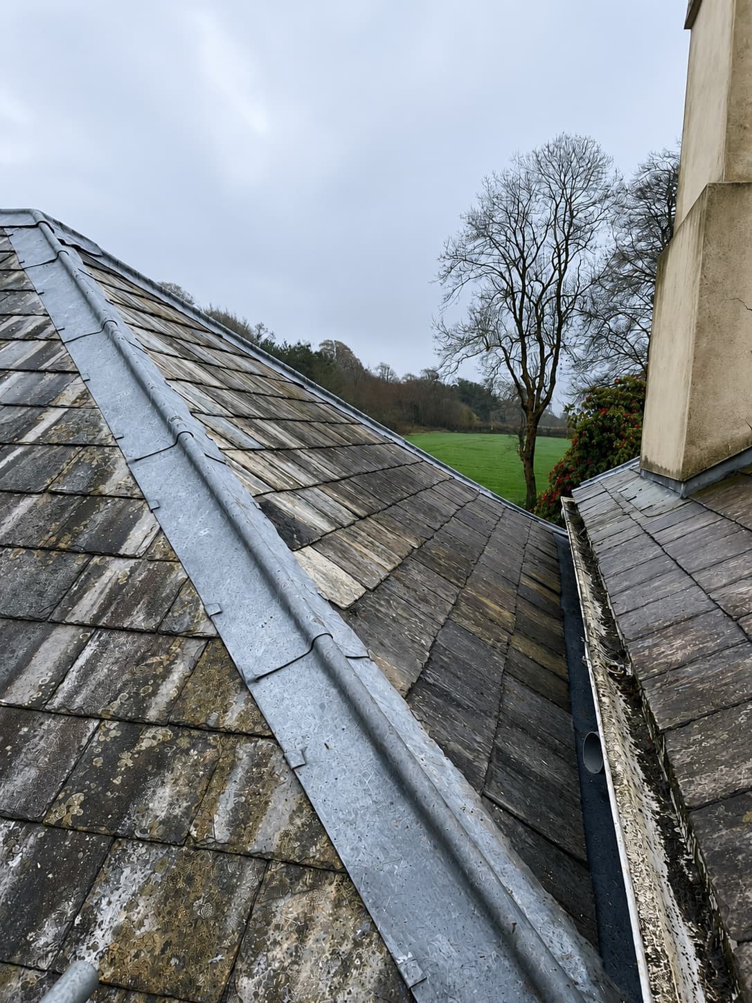 Lead hip and valley work on a slate roof in Cornwall by NL Roofing